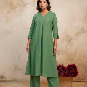 Stem Green Cotton Kurta Set