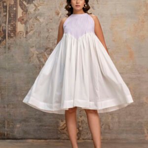 Stripped Halter Neck A-Line Dress
