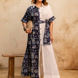 Colourblocked Shirt Maxi Dress